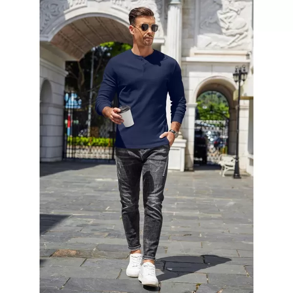 COOFANDY Men's Henley Shirts Long Sleeve Basic Pullover Shirt Lightweight Button T-Shirts