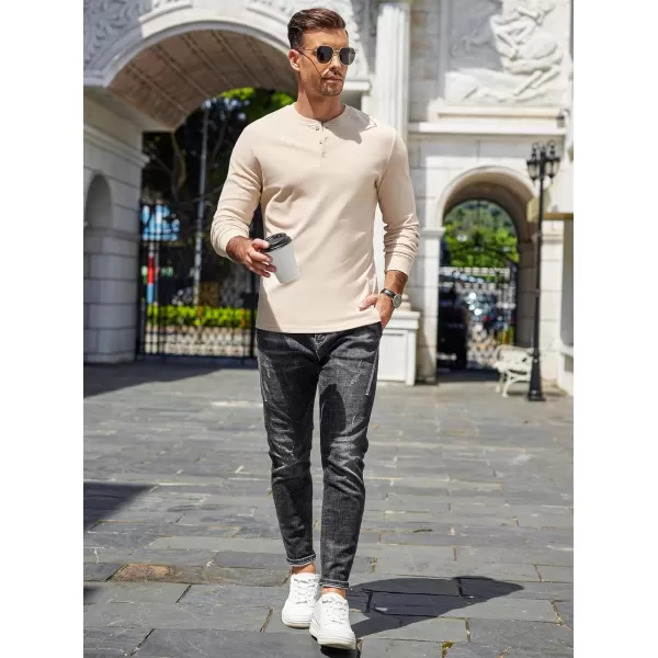 COOFANDY Men's Henley Shirts Long Sleeve Basic Pullover Shirt Lightweight Button T-Shirts