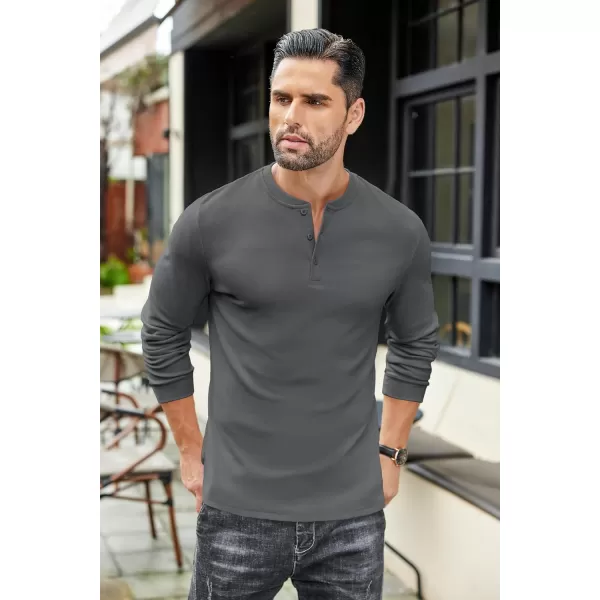 COOFANDY Men's Henley Shirts Long Sleeve Basic Pullover Shirt Lightweight Button T-Shirts
