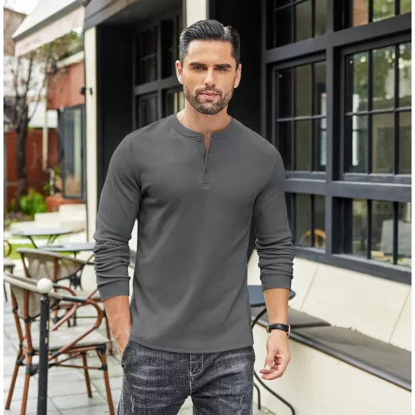 COOFANDY Men's Henley Shirts Long Sleeve Basic Pullover Shirt Lightweight Button T-Shirts
