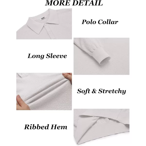 COOFANDY Mens Knit Polo Shirts Long Sleeve Casual Polo Sweaters Shirt Waffle Textured Collared Sweater