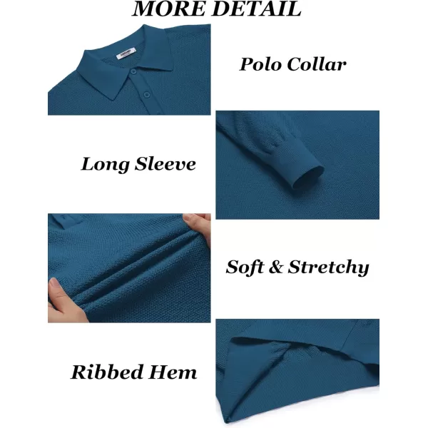 COOFANDY Mens Knit Polo Shirts Long Sleeve Casual Polo Sweaters Shirt Waffle Textured Collared Sweater