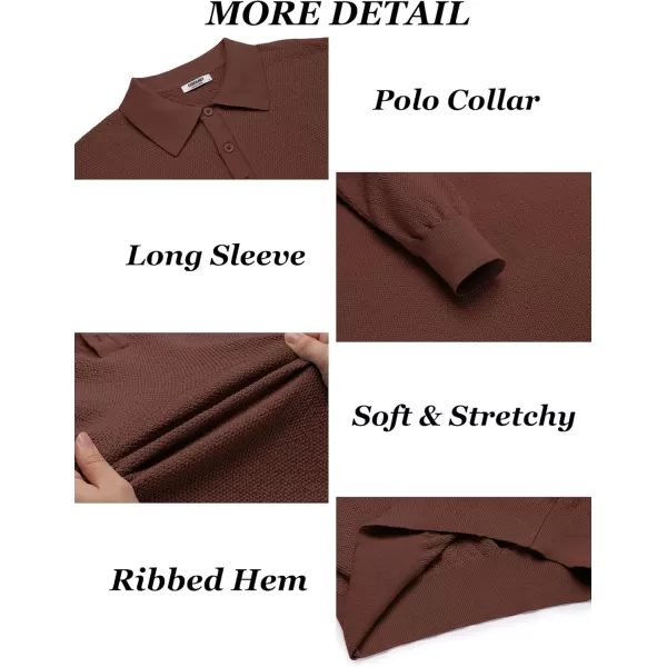 COOFANDY Mens Knit Polo Shirts Long Sleeve Casual Polo Sweaters Shirt Waffle Textured Collared Sweater