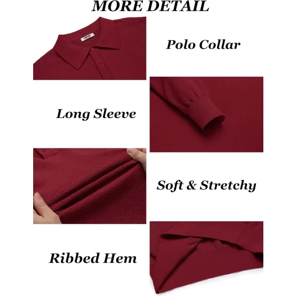 COOFANDY Mens Knit Polo Shirts Long Sleeve Casual Polo Sweaters Shirt Waffle Textured Collared Sweater