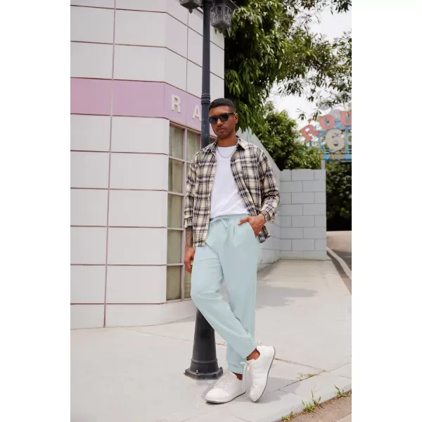 COOFANDY Men's Linen Casual Pants Lightweight Jogger Pants Elastic Waist Drawstring Yoga Beach Pants with Pockets