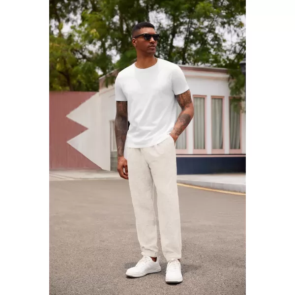 COOFANDY Men's Linen Casual Pants Lightweight Jogger Pants Elastic Waist Drawstring Yoga Beach Pants with Pockets