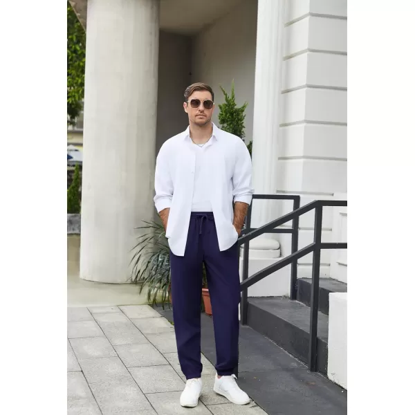 COOFANDY Men's Linen Casual Pants Lightweight Jogger Pants Elastic Waist Drawstring Yoga Beach Pants with Pockets