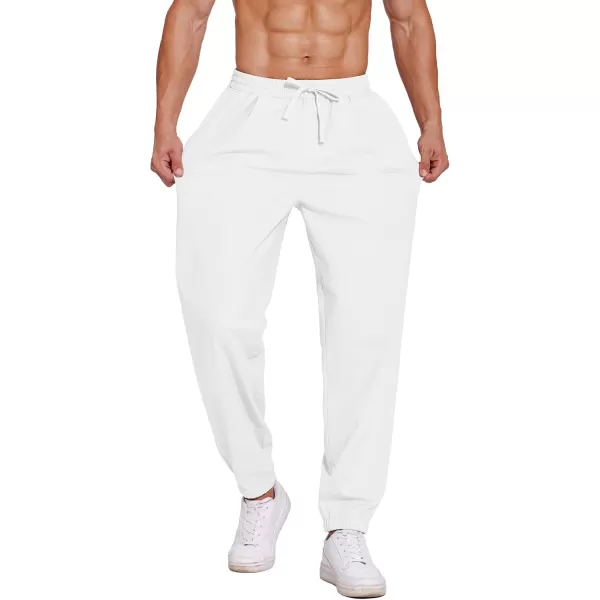 COOFANDY Men's Linen Casual Pants Lightweight Jogger Pants Elastic Waist Drawstring Yoga Beach Pants with Pockets