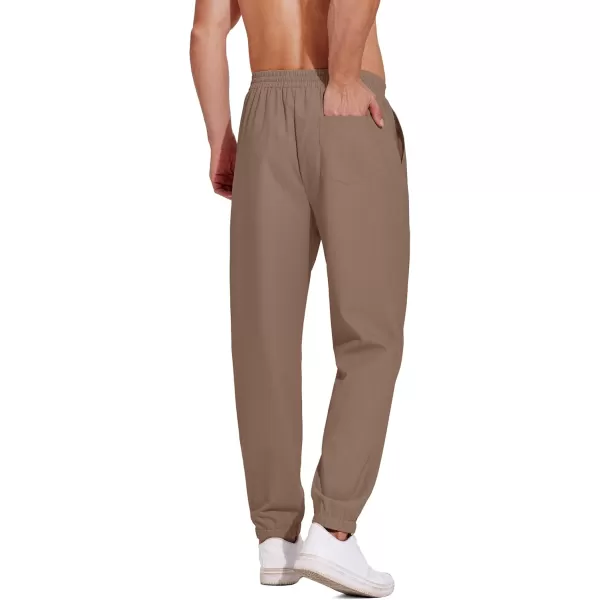 COOFANDY Men's Linen Casual Pants Lightweight Jogger Pants Elastic Waist Drawstring Yoga Beach Pants with Pockets