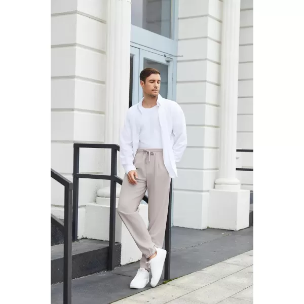COOFANDY Men's Linen Casual Pants Lightweight Jogger Pants Elastic Waist Drawstring Yoga Beach Pants with Pockets