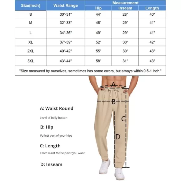 COOFANDY Men's Linen Casual Pants Lightweight Jogger Pants Elastic Waist Drawstring Yoga Beach Pants with Pockets