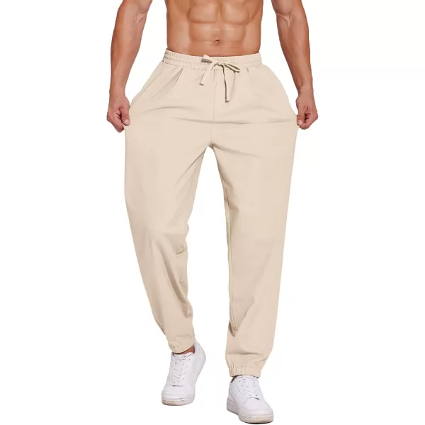 COOFANDY Men's Linen Casual Pants Lightweight Jogger Pants Elastic Waist Drawstring Yoga Beach Pants with Pockets