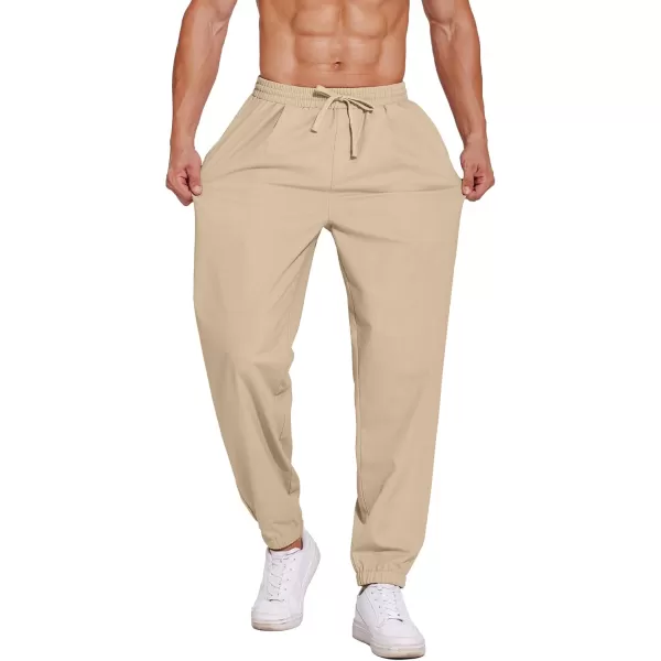 COOFANDY Men's Linen Casual Pants Lightweight Jogger Pants Elastic Waist Drawstring Yoga Beach Pants with Pockets