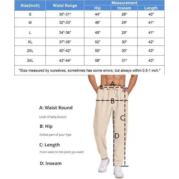 COOFANDY Men's Linen Casual Pants Lightweight Jogger Pants Elastic Waist Drawstring Yoga Beach Pants with Pockets
