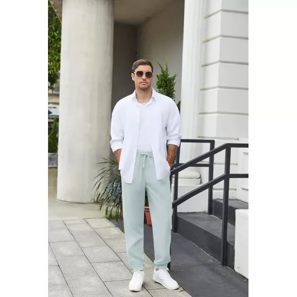 COOFANDY Men's Linen Casual Pants Lightweight Jogger Pants Elastic Waist Drawstring Yoga Beach Pants with Pockets