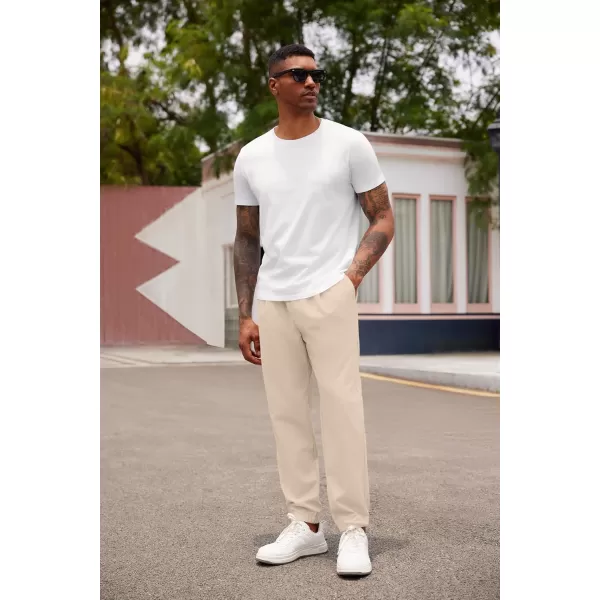 COOFANDY Men's Linen Casual Pants Lightweight Jogger Pants Elastic Waist Drawstring Yoga Beach Pants with Pockets