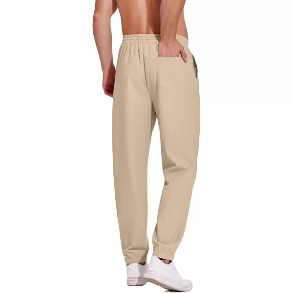 COOFANDY Men's Linen Casual Pants Lightweight Jogger Pants Elastic Waist Drawstring Yoga Beach Pants with Pockets