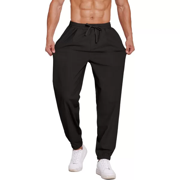 COOFANDY Men's Linen Casual Pants Lightweight Jogger Pants Elastic Waist Drawstring Yoga Beach Pants with Pockets