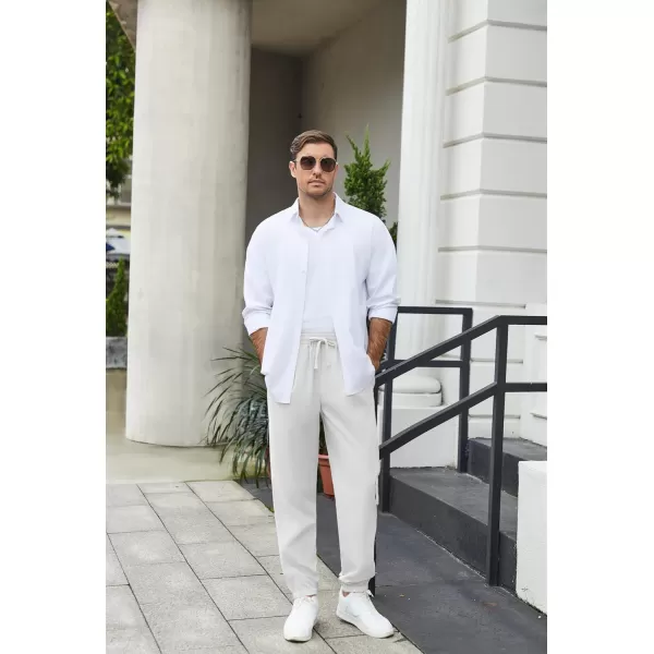 COOFANDY Men's Linen Casual Pants Lightweight Jogger Pants Elastic Waist Drawstring Yoga Beach Pants with Pockets