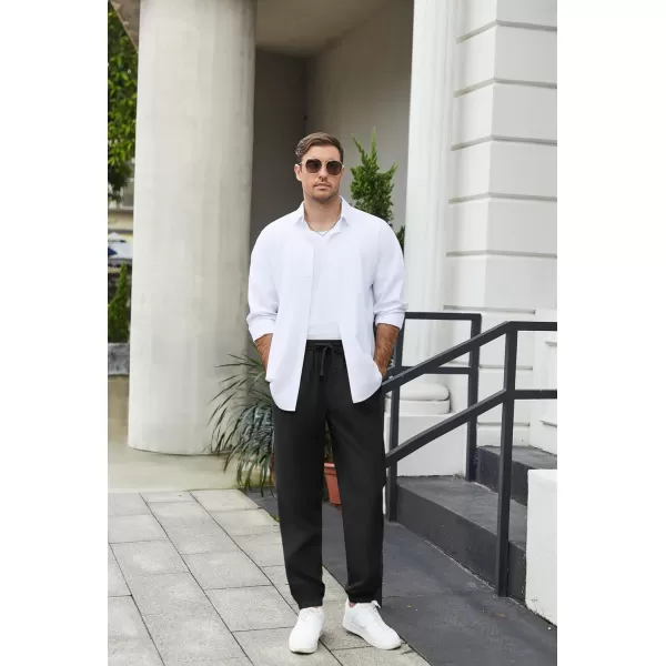 COOFANDY Men's Linen Casual Pants Lightweight Jogger Pants Elastic Waist Drawstring Yoga Beach Pants with Pockets