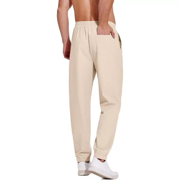 COOFANDY Men's Linen Casual Pants Lightweight Jogger Pants Elastic Waist Drawstring Yoga Beach Pants with Pockets