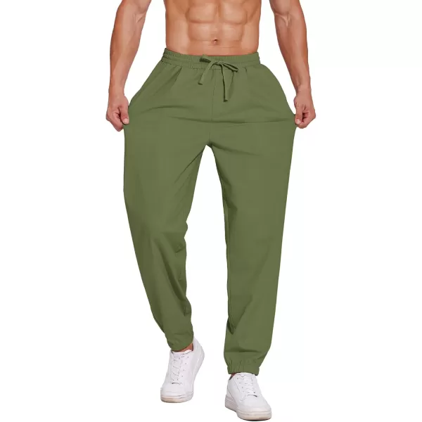COOFANDY Men's Linen Casual Pants Lightweight Jogger Pants Elastic Waist Drawstring Yoga Beach Pants with Pockets