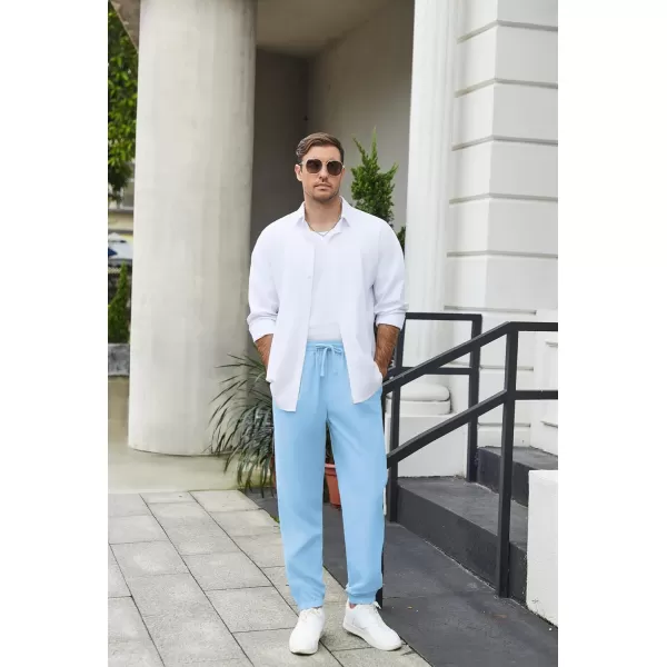 COOFANDY Men's Linen Casual Pants Lightweight Jogger Pants Elastic Waist Drawstring Yoga Beach Pants with Pockets
