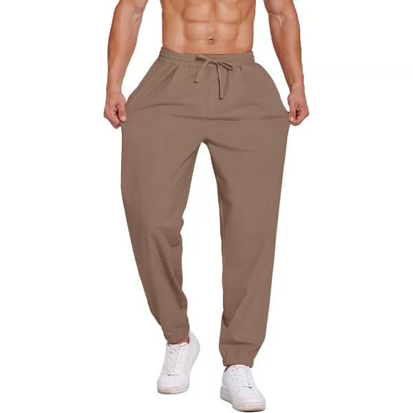 COOFANDY Men's Linen Casual Pants Lightweight Jogger Pants Elastic Waist Drawstring Yoga Beach Pants with Pockets