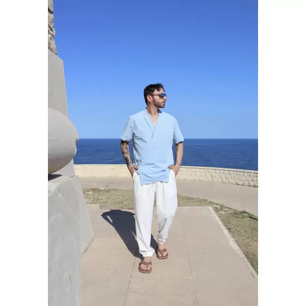 COOFANDY Men's Linen Casual Pants Lightweight Jogger Pants Elastic Waist Drawstring Yoga Beach Pants with Pockets