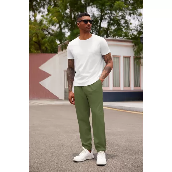 COOFANDY Men's Linen Casual Pants Lightweight Jogger Pants Elastic Waist Drawstring Yoga Beach Pants with Pockets