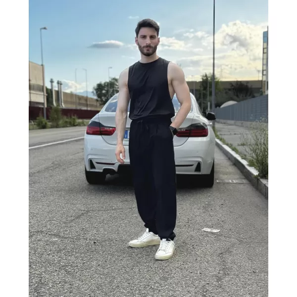 COOFANDY Men's Linen Casual Pants Lightweight Jogger Pants Elastic Waist Drawstring Yoga Beach Pants with Pockets