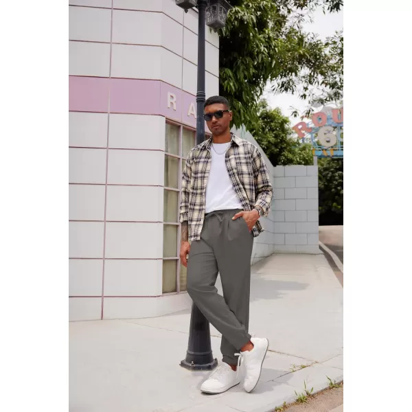 COOFANDY Men's Linen Casual Pants Lightweight Jogger Pants Elastic Waist Drawstring Yoga Beach Pants with Pockets