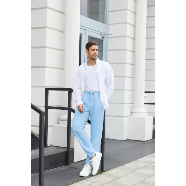 COOFANDY Men's Linen Casual Pants Lightweight Jogger Pants Elastic Waist Drawstring Yoga Beach Pants with Pockets