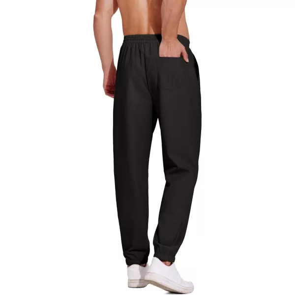 COOFANDY Men's Linen Casual Pants Lightweight Jogger Pants Elastic Waist Drawstring Yoga Beach Pants with Pockets
