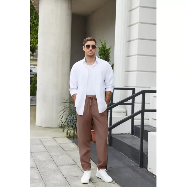 COOFANDY Men's Linen Casual Pants Lightweight Jogger Pants Elastic Waist Drawstring Yoga Beach Pants with Pockets