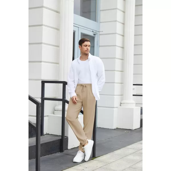 COOFANDY Men's Linen Casual Pants Lightweight Jogger Pants Elastic Waist Drawstring Yoga Beach Pants with Pockets
