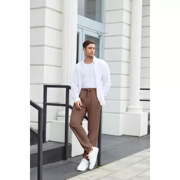 COOFANDY Men's Linen Casual Pants Lightweight Jogger Pants Elastic Waist Drawstring Yoga Beach Pants with Pockets