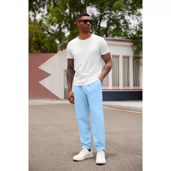 COOFANDY Men's Linen Casual Pants Lightweight Jogger Pants Elastic Waist Drawstring Yoga Beach Pants with Pockets