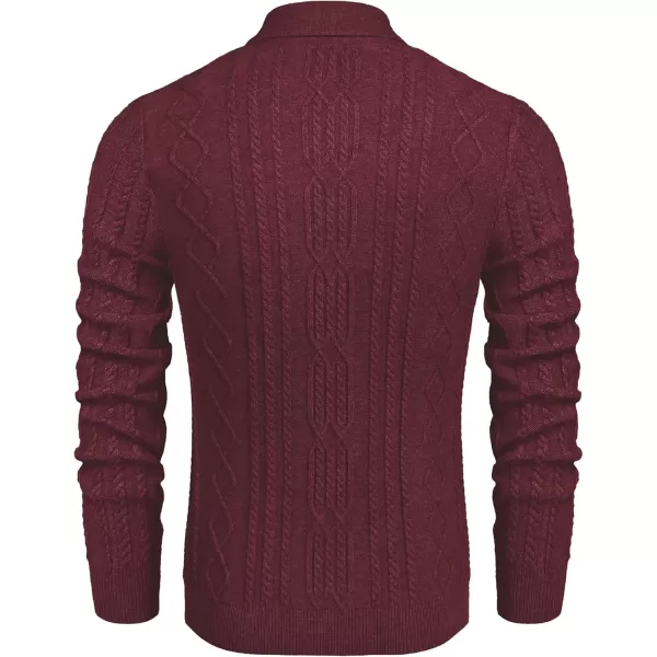 COOFANDY Men's Shawl Collar Sweater Slim Fit Casual Zip Pullover Cable Knitted Sweaters