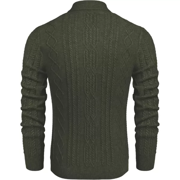 COOFANDY Men's Shawl Collar Sweater Slim Fit Casual Zip Pullover Cable Knitted Sweaters