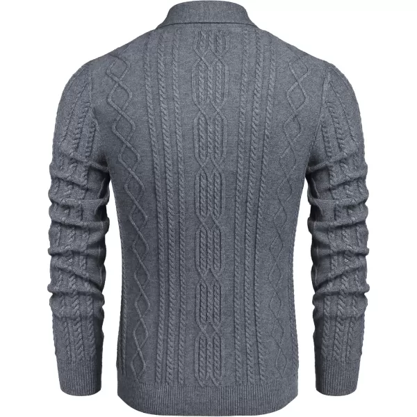 COOFANDY Men's Shawl Collar Sweater Slim Fit Casual Zip Pullover Cable Knitted Sweaters