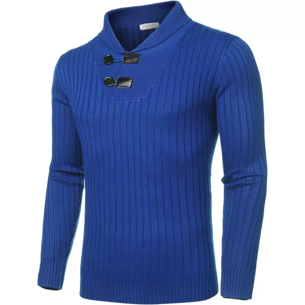 COOFANDY Men's Shawl Collar Sweaters Casual Slim Fit Button Knitted Pullover Sweater