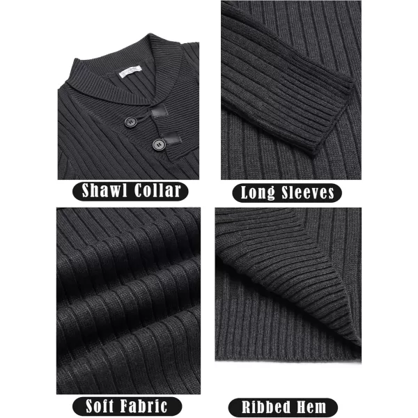COOFANDY Men's Shawl Collar Sweaters Casual Slim Fit Button Knitted Pullover Sweater