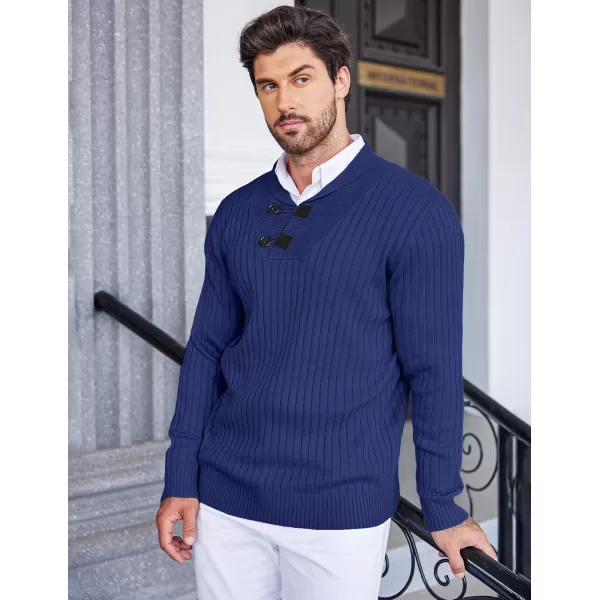 COOFANDY Men's Shawl Collar Sweaters Casual Slim Fit Button Knitted Pullover Sweater