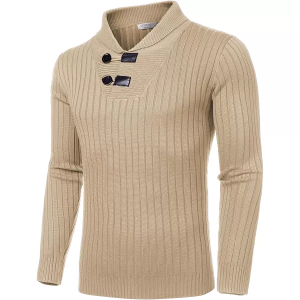 COOFANDY Men's Shawl Collar Sweaters Casual Slim Fit Button Knitted Pullover Sweater