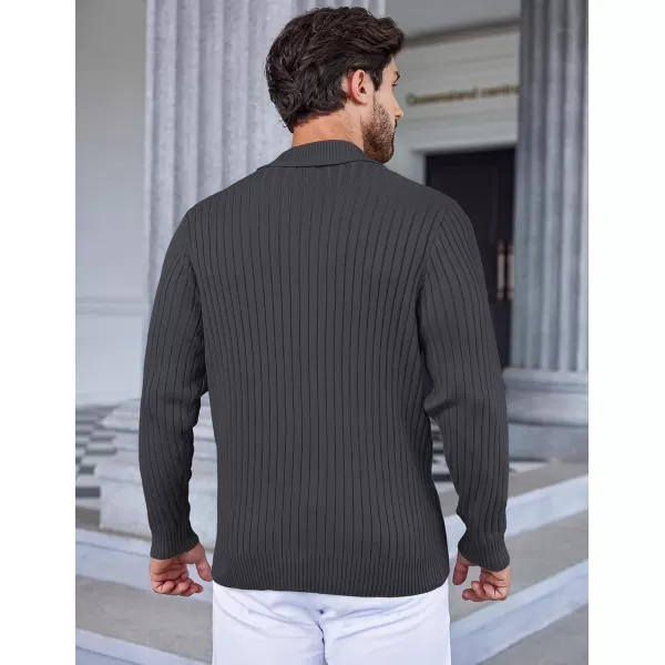 COOFANDY Men's Shawl Collar Sweaters Casual Slim Fit Button Knitted Pullover Sweater