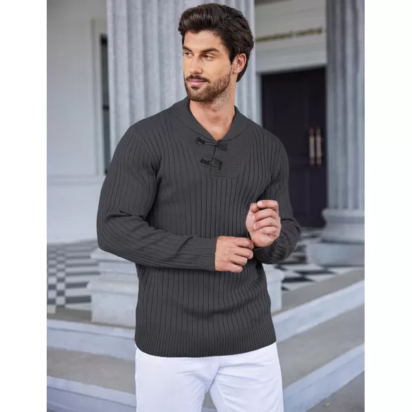 COOFANDY Men's Shawl Collar Sweaters Casual Slim Fit Button Knitted Pullover Sweater
