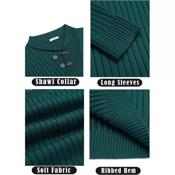 COOFANDY Men's Shawl Collar Sweaters Casual Slim Fit Button Knitted Pullover Sweater