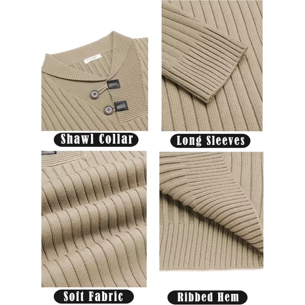 COOFANDY Men's Shawl Collar Sweaters Casual Slim Fit Button Knitted Pullover Sweater