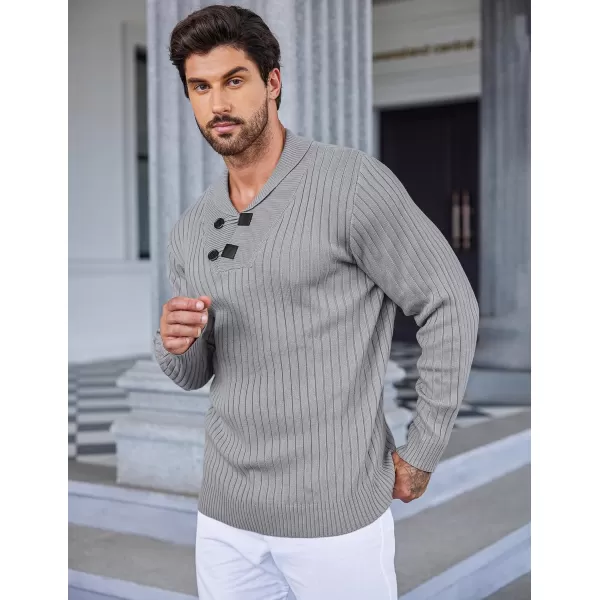 COOFANDY Men's Shawl Collar Sweaters Casual Slim Fit Button Knitted Pullover Sweater
